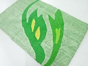 リサイクル　未使用品　手織り真綿紬葉模様織出し名古屋帯